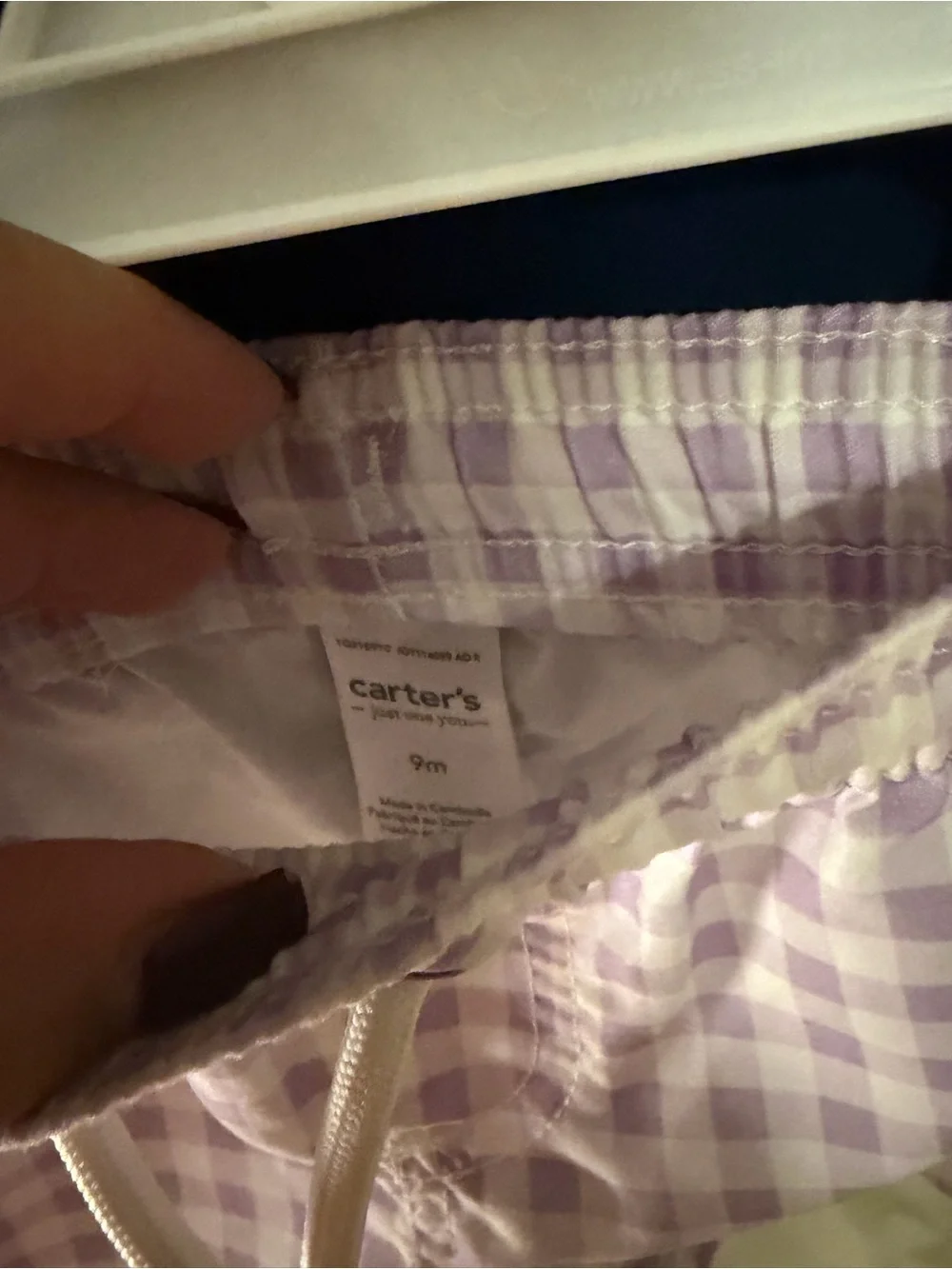 Carter's Navy Whale Rash Guard with Lilac Gingham Swim Shorts