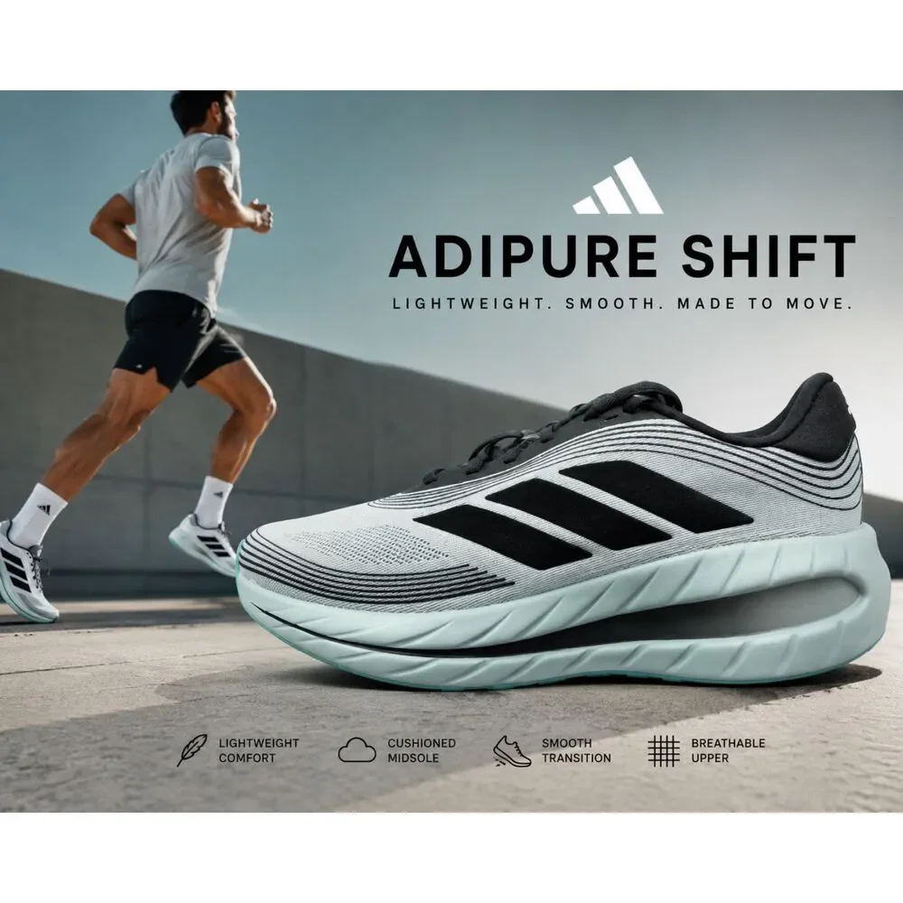 ADIDAS ADIPURE SHIFT MEN'S 9.5 / 11W RUNNING SHOES WHITE BLACK KJ9402 NEW W/BOX
