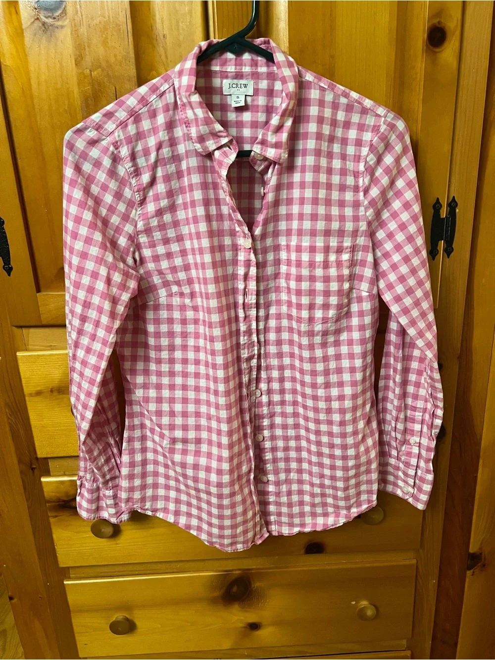 J. Crew Pink & White Gingham Shirt women’s small
