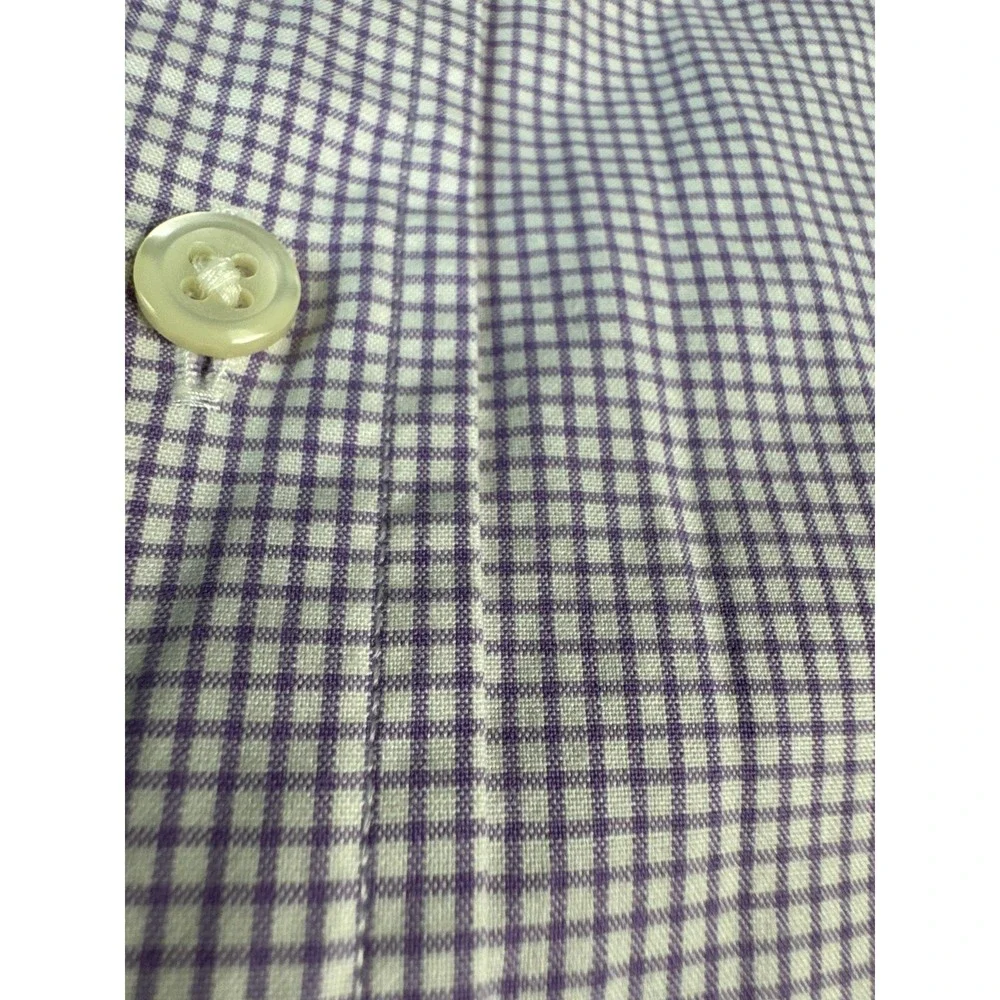 Polo Ralph Lauren Shirt Mens 16 34/35 Purple Gingham Estate‎ Custom Fit Dress