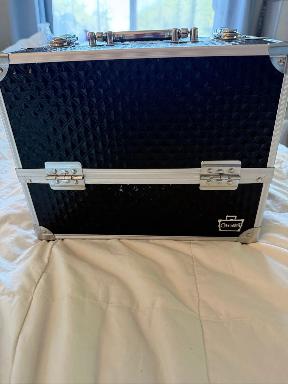 Caboodles Black and Silver Makeup Train Case