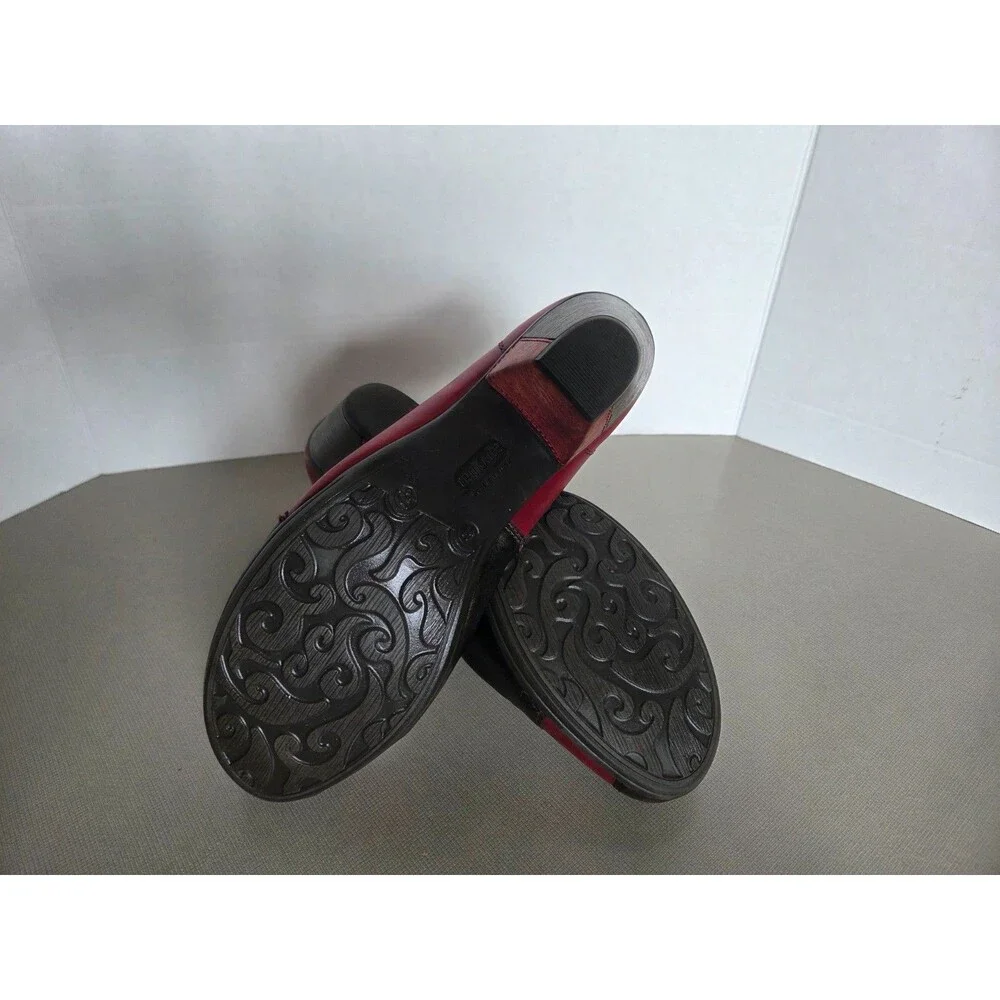 Remonte Dorndorf Red Heeled Leather Lace up Booties Boots Side Zip Womens 37