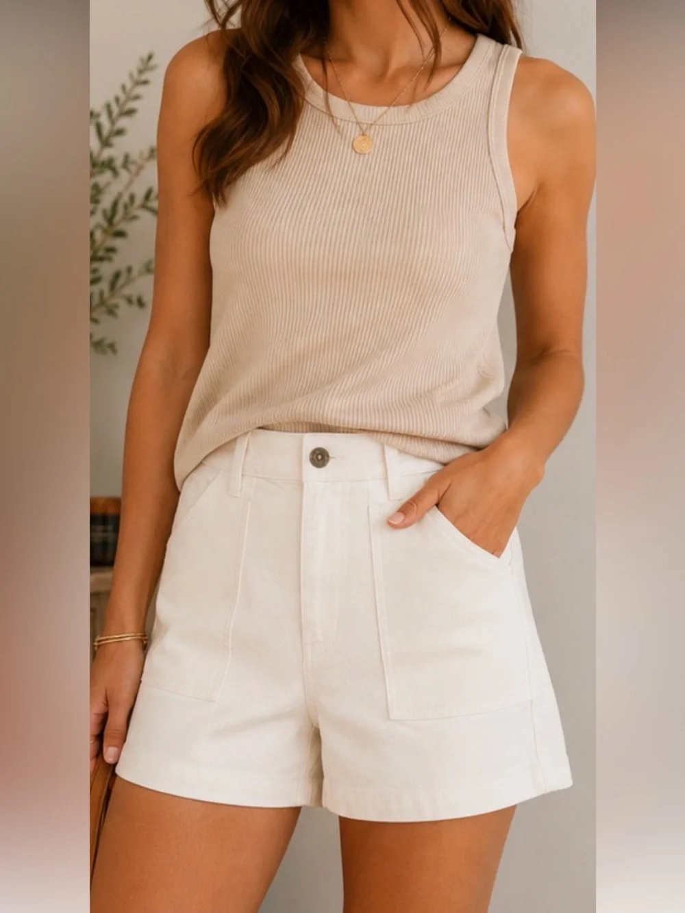 J. Crew White High-Rise Denim Shorts