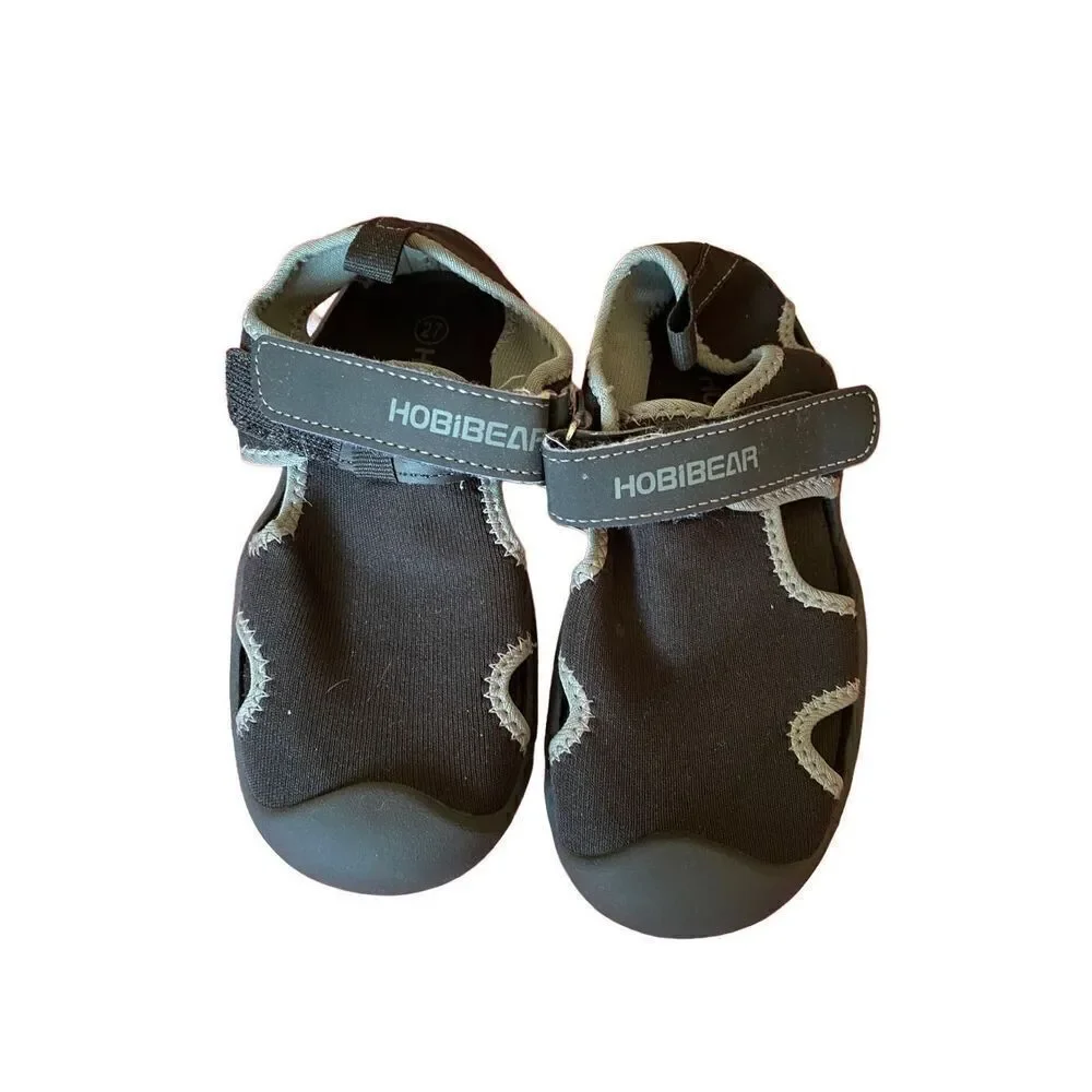 Hobibear kids, unisex, navy blue water shoes, dry clothes, toe sandals, 27/10.5.