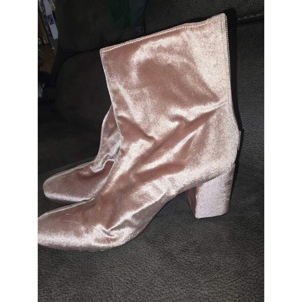 Free People Women Boots Velvet CECILE Ankle‎ Boot Rose Pink EU41