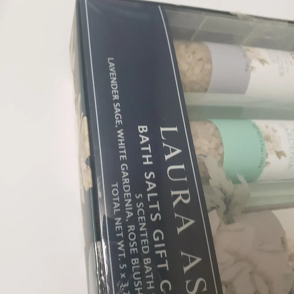 Laura Ashley Bath Salts Gift Collection Five Bottles of Salts Variety