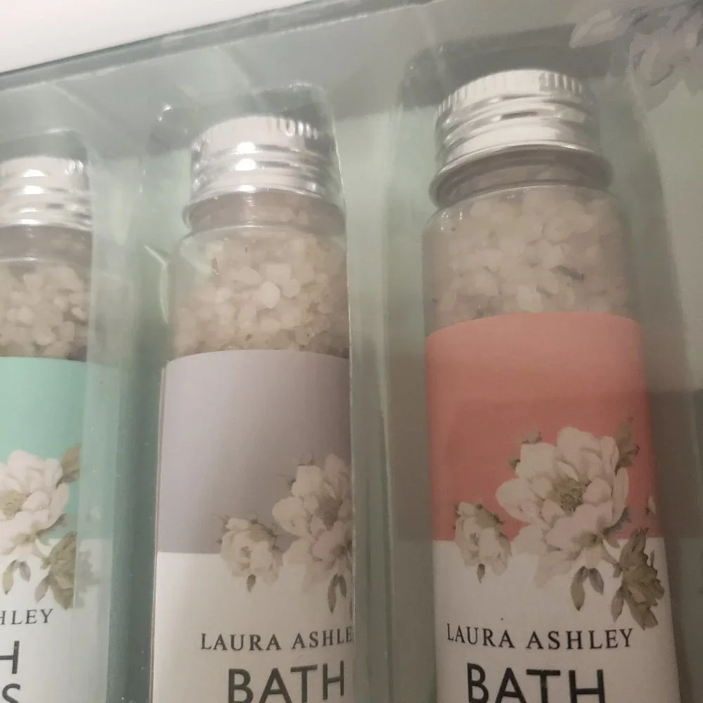 Laura Ashley Bath Salts Gift Collection Five Bottles of Salts Variety