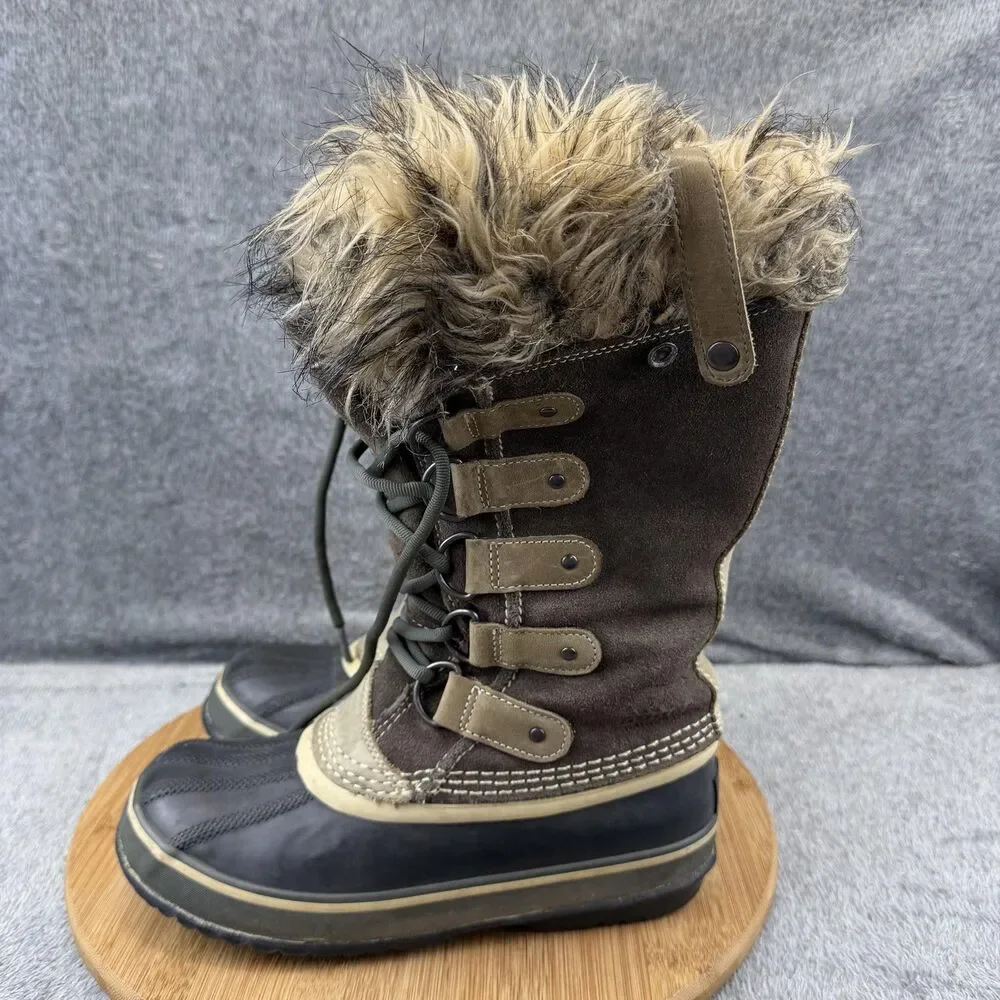 Sorel Boots Womens Size 6 Brown Suede Faux Fur Waterproof Winter Snow NL1540-051