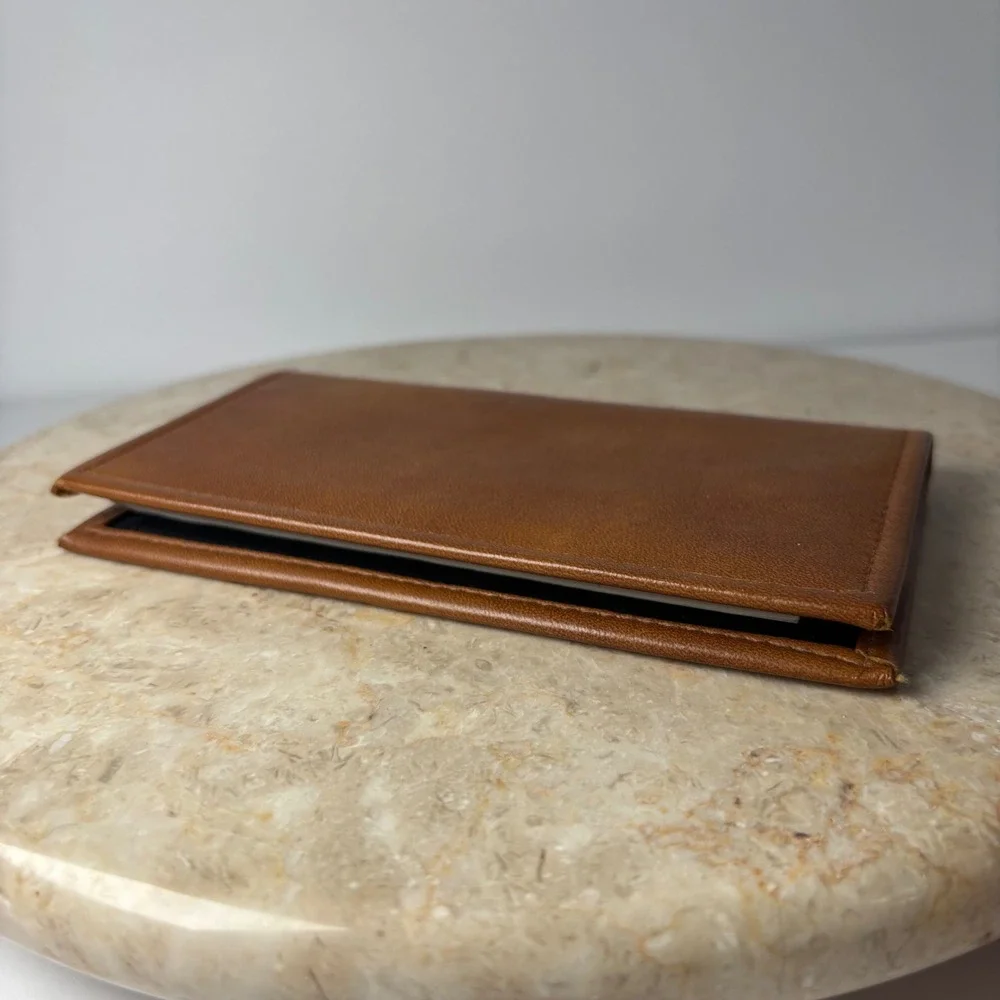Ohio International Company Checkbook Cover OS Brown Leather‎ Vintage Bifold