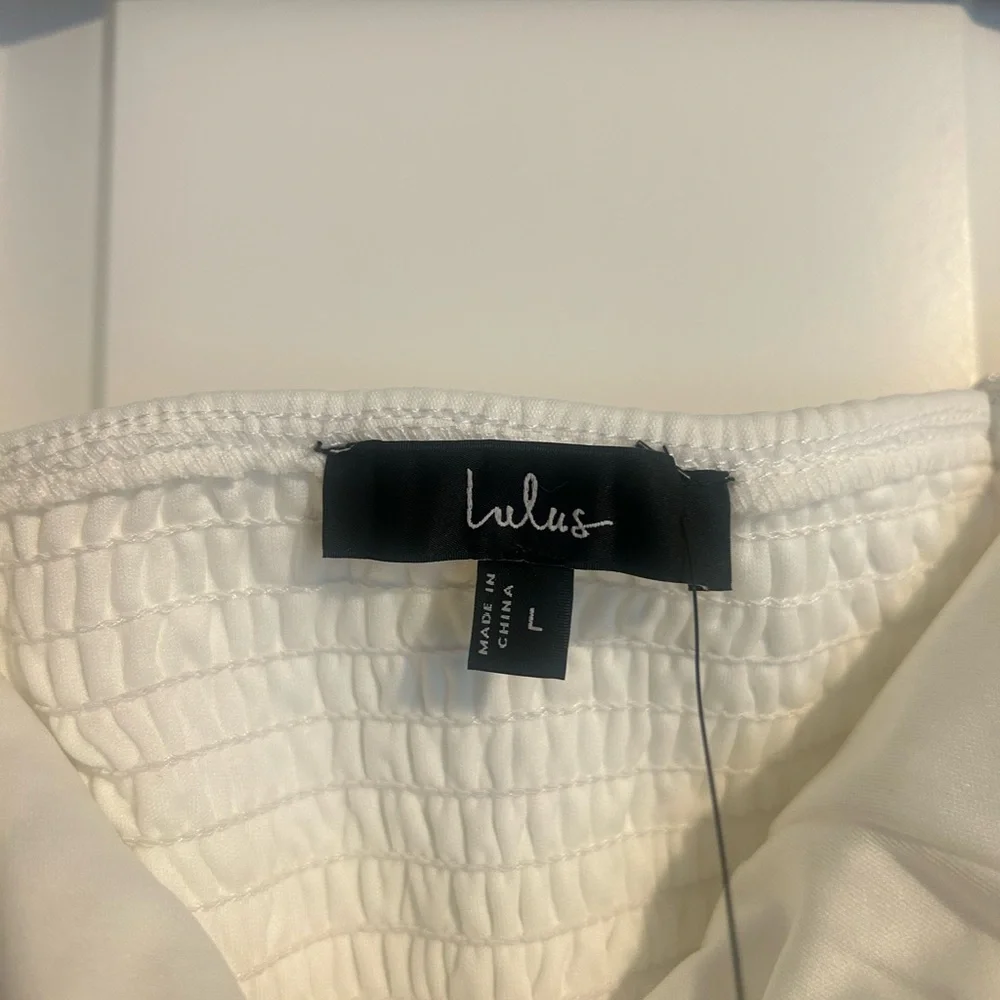 Lulu's Ivory Strapless Tiered Lace Dress