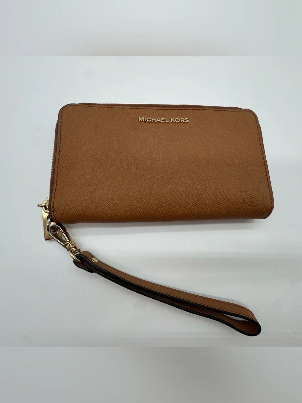 Michael Kors Tan Saffiano Leather Wristlet Wallet