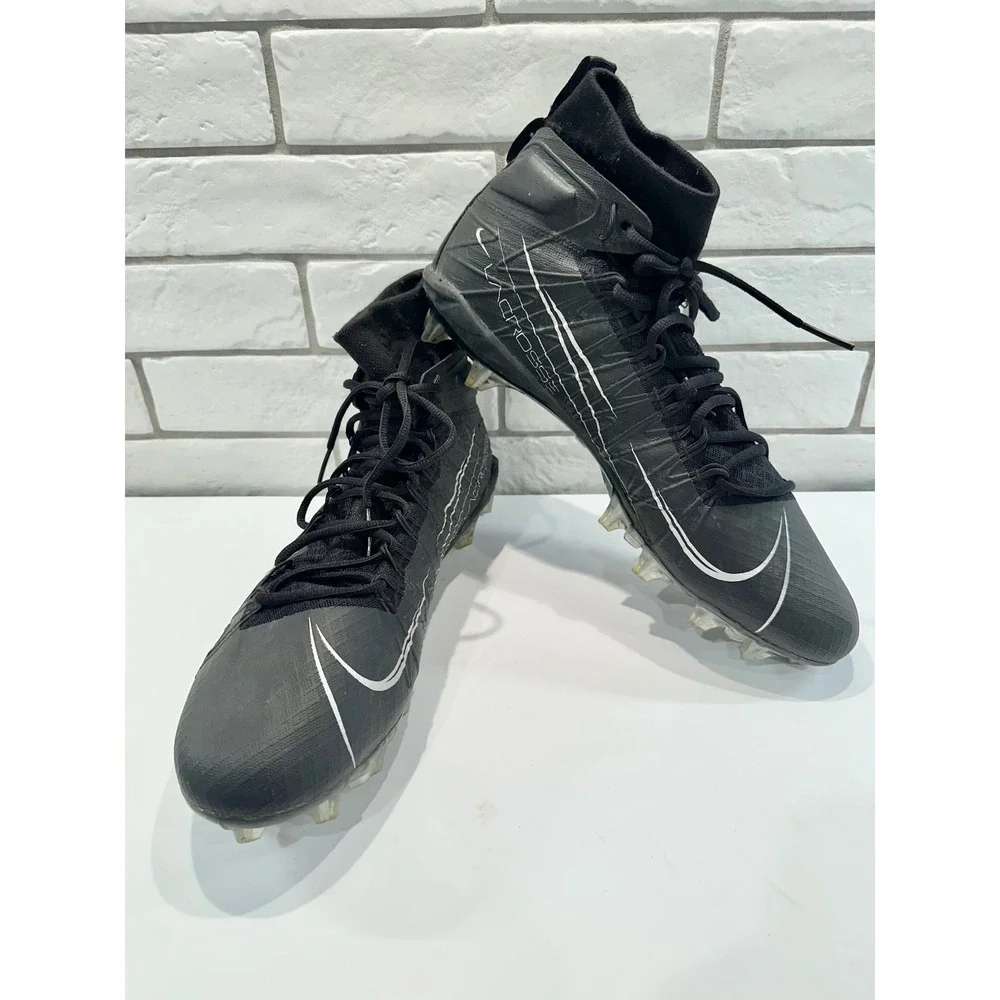 Nike Huarache Lacrosse Cleats SZ 14 Black‎ White Men's Mid Top Athletic Shoes