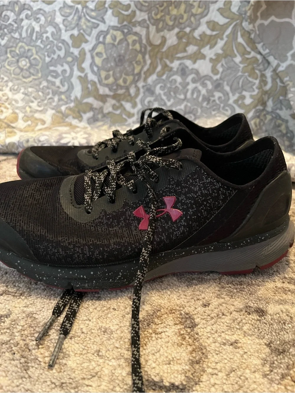 Under Armour Black Athletic Shoes with Pink Logo