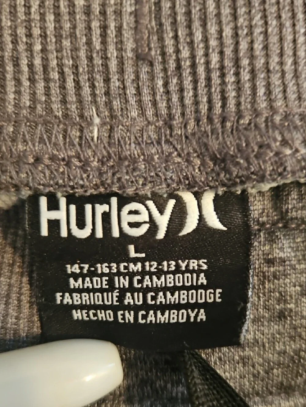 Hurley Kids L 12/13 Charcoal Gray Jogger Sweatpants with Zip Pockets