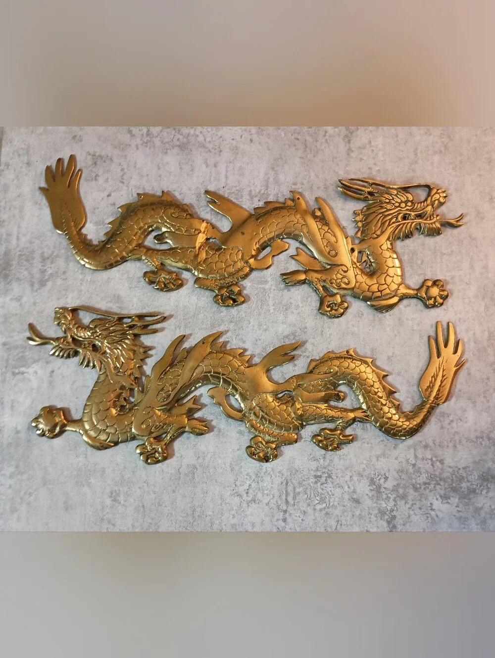 Brass Gold Dragon Wall Decor Pair - Decorative Home Accent 24