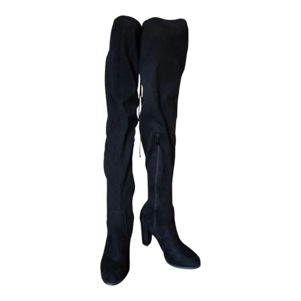 Black Over the Knee Thigh High Faux Suede Boots sz 8