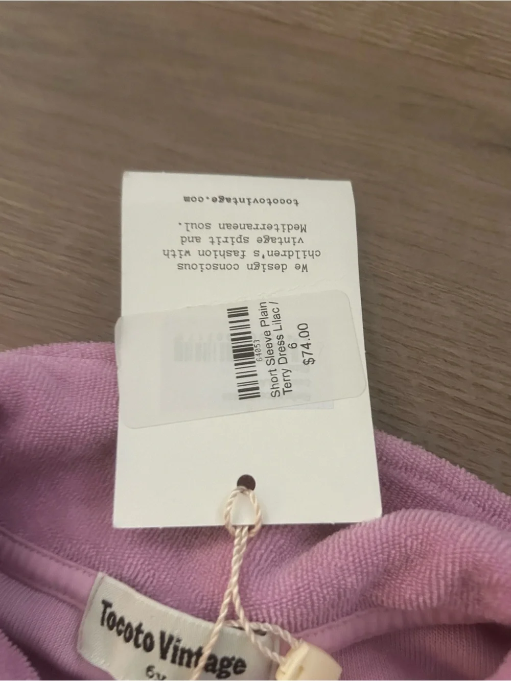 Tocoto Vintage Lilac Terry Dress - Girls