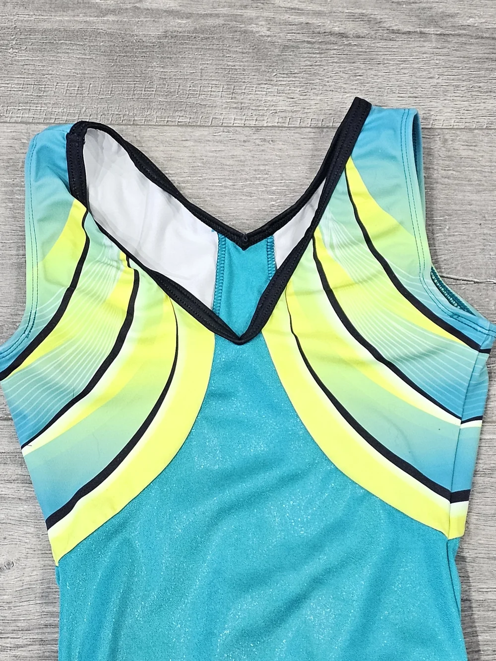 GK Elite Adult X-Small Blue Neon Gymnastics Leotard Rhinestone Competition Leo