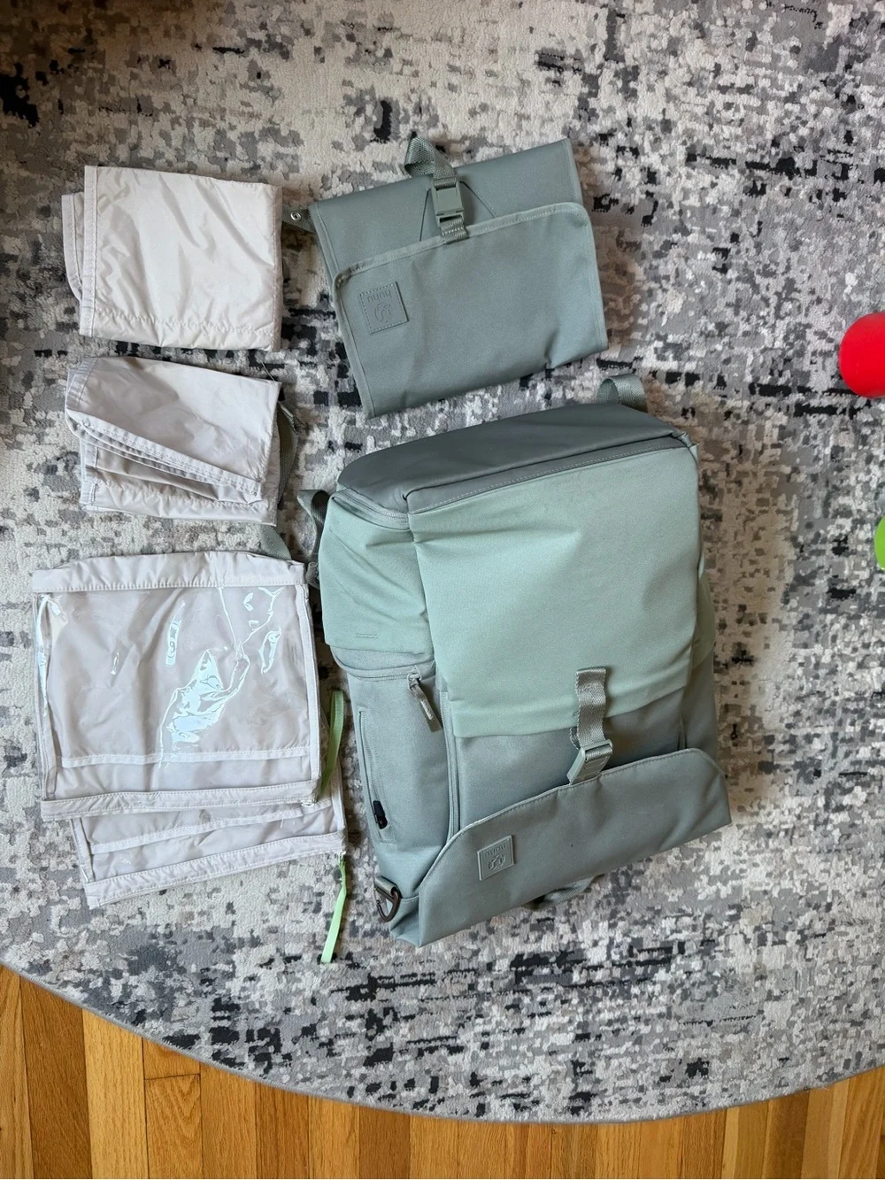 HUHU Diaper Bag Backpack in Sage Green combo