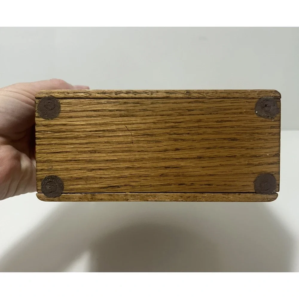 Vintage Wooden Wood Napkin Holder Brown Stained Glass Kitchen Decor