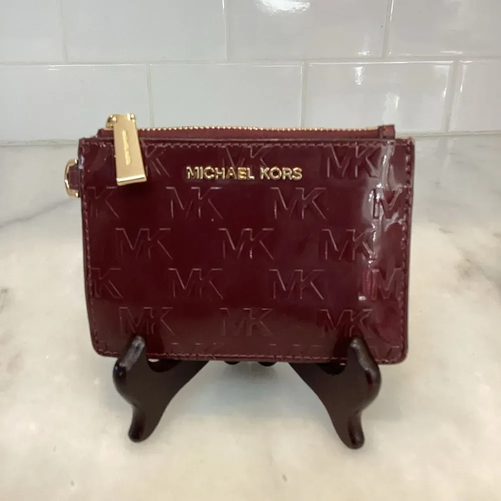 Michael Kors Signature Logo Embossed Patent Key & Card Holder