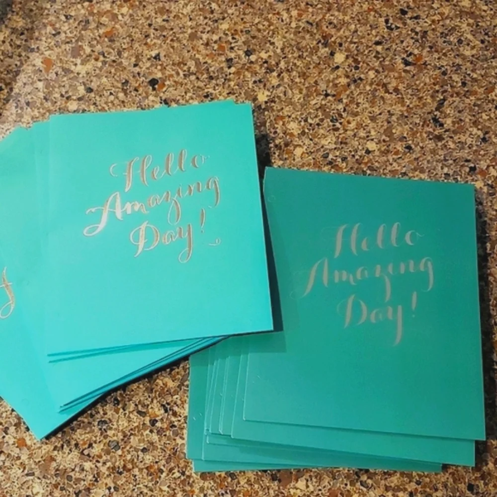 28 HELLO AMAZING DAY BACK TO SCHOOL FOLDERS GREEN SILVER GOLD NEW