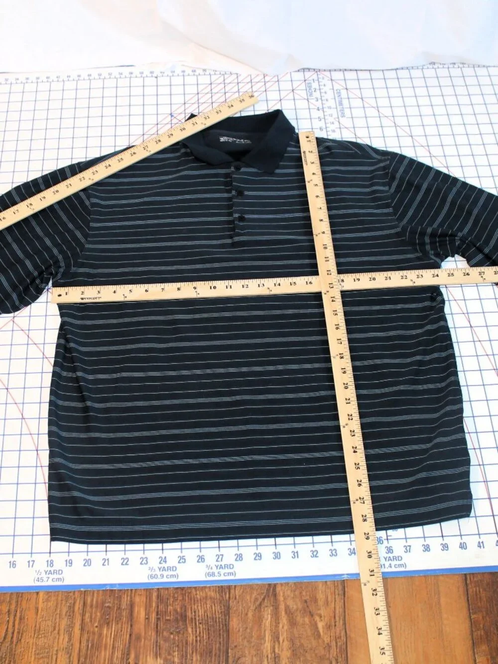 Nike Golf FitDry Long Sleeve Polo Navy Blue Stripes XL