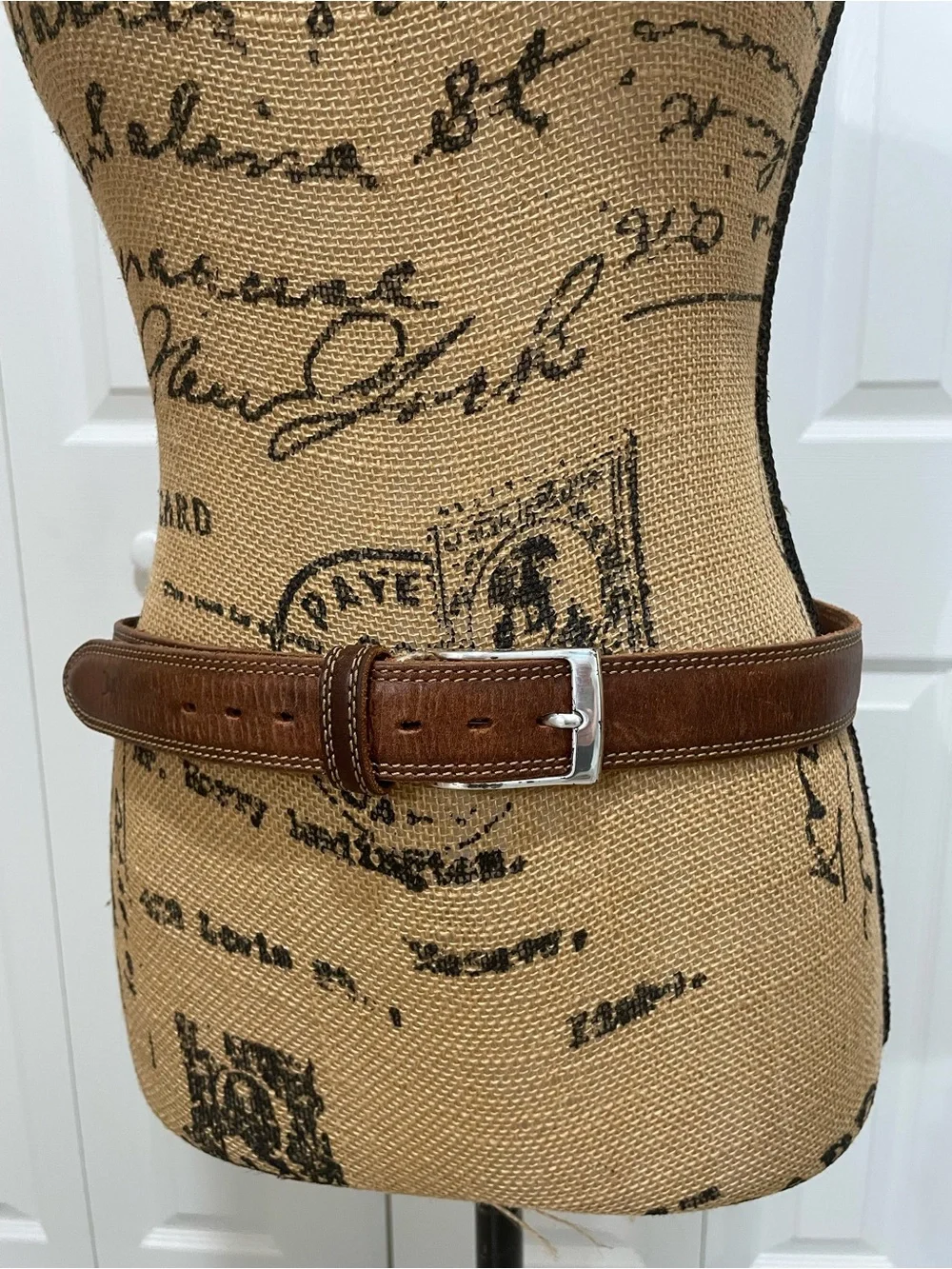 Eddie Bauer Brown Leather Belt with Silver Buckle