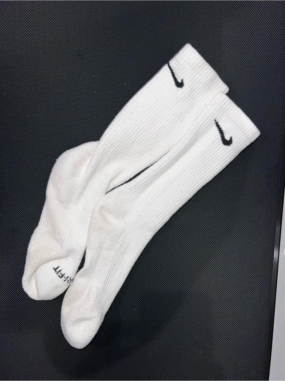 Nike White Crew Socks with Black Swoosh - Men's