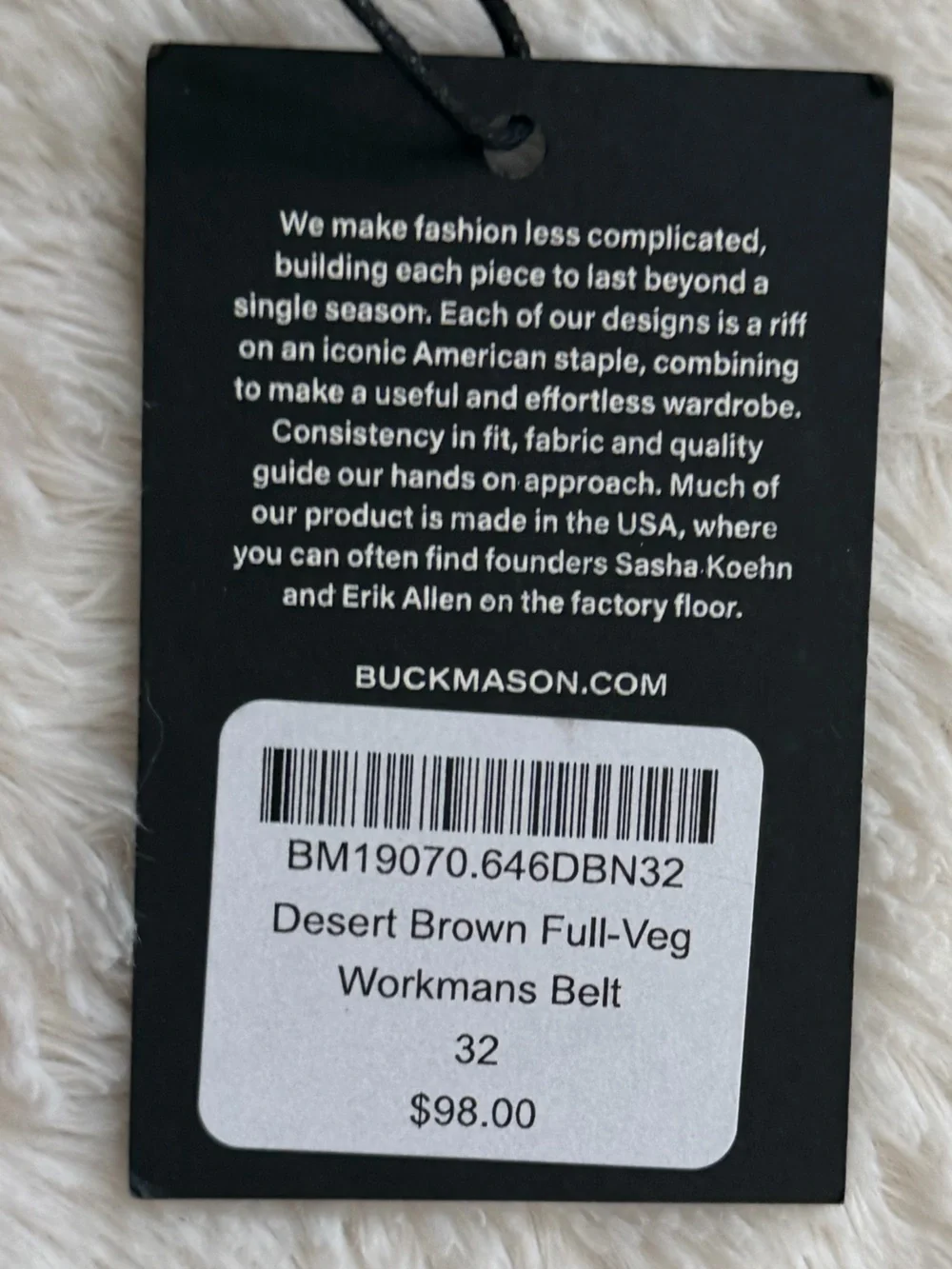Buck Mason new tag