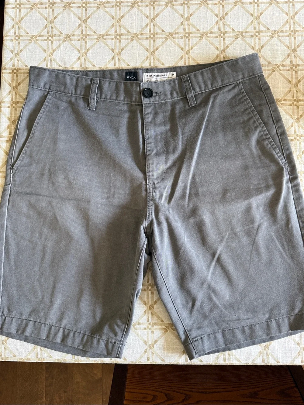 RVCA Men's Gray Flat Front Chino Shorts