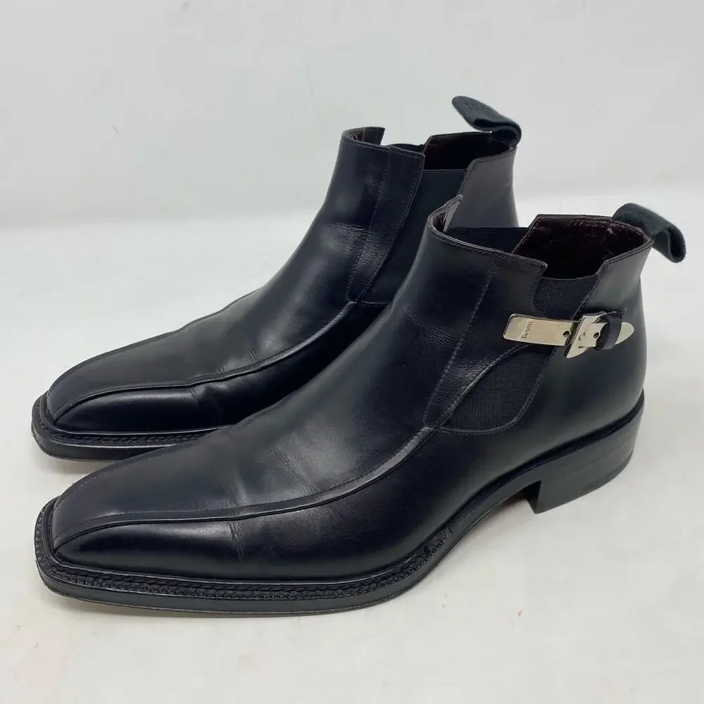 Cesare Paciotti Italian Black Leather Booties Mens Size 6.5
