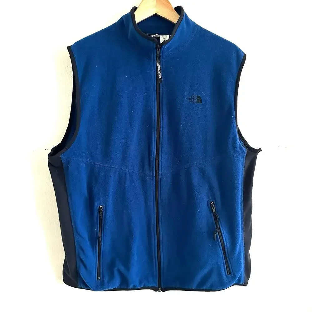 The North Face Full Zip Fleece Vest Blue Men's Size XLarge Zip Pockets‎