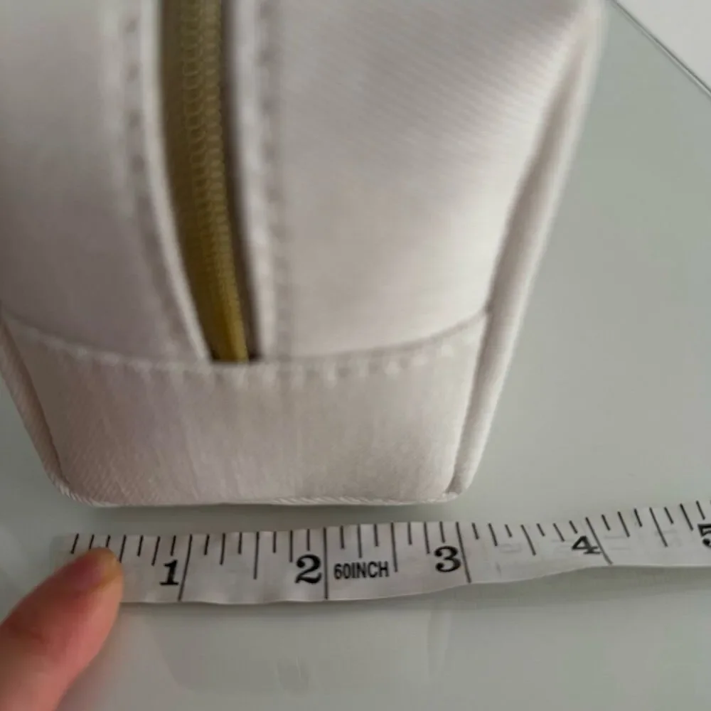 Dior Makeup Bag - white with gold embroidered logo