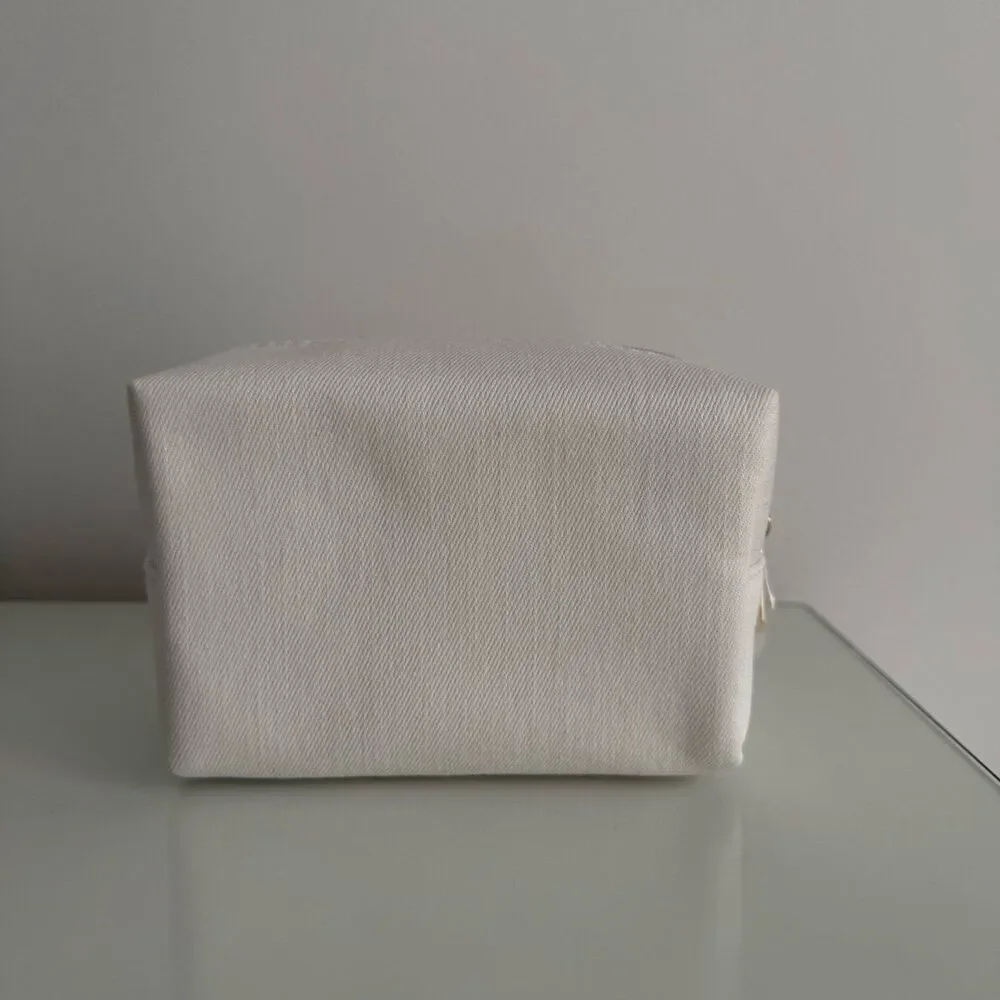 Dior Makeup Bag - white with gold embroidered logo