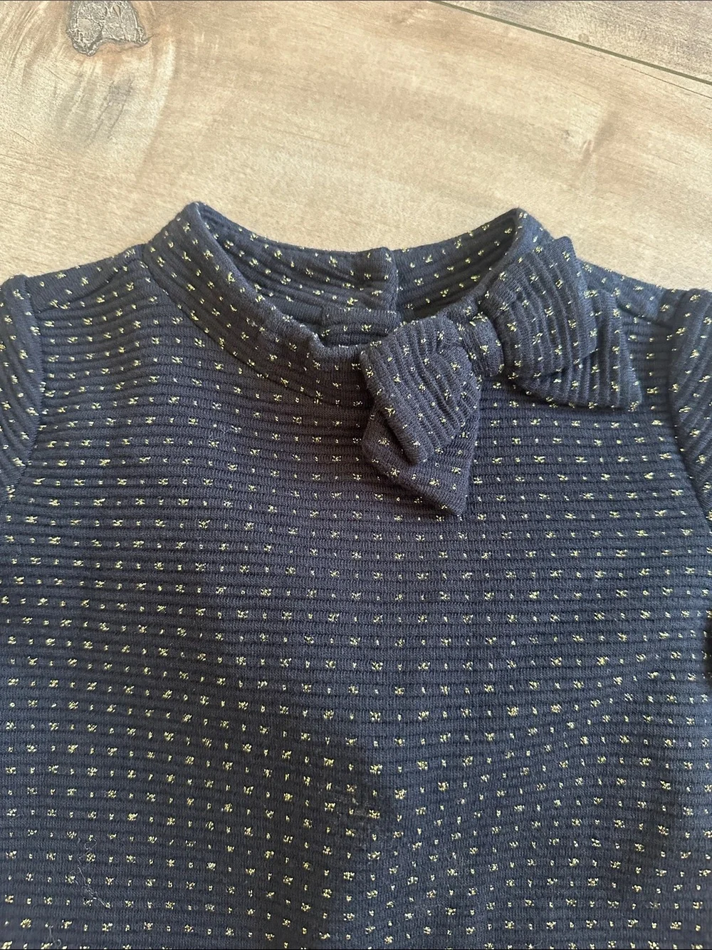 Janie and Jack Dot Polkadot Jacquard Dress Black Gold Bow Girl Sz 2T