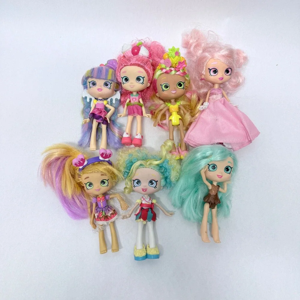 Shopkins Shoppies Doll Lot of 7 Moose Toys Colorful Hair Figures 5.5 Inch