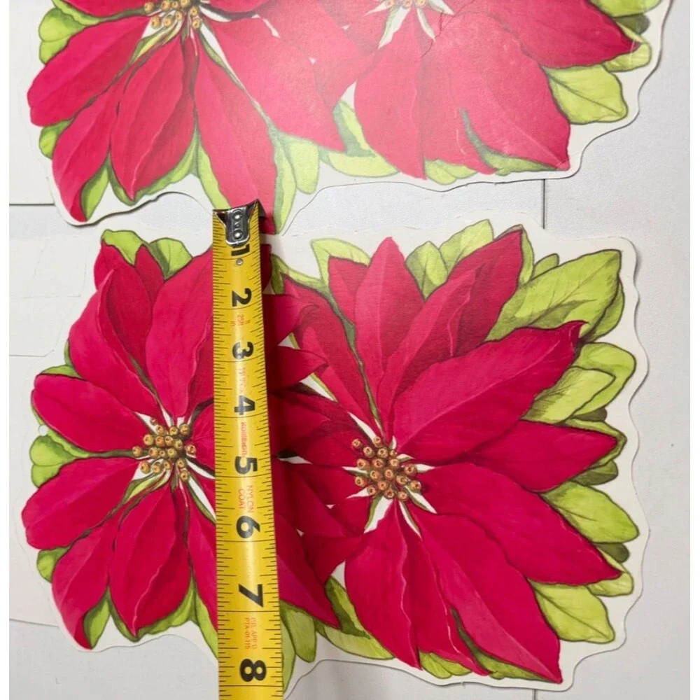Vintage Eureka USA Poinsettia Die-Cuts Holiday Wall Decor - Set of 2
