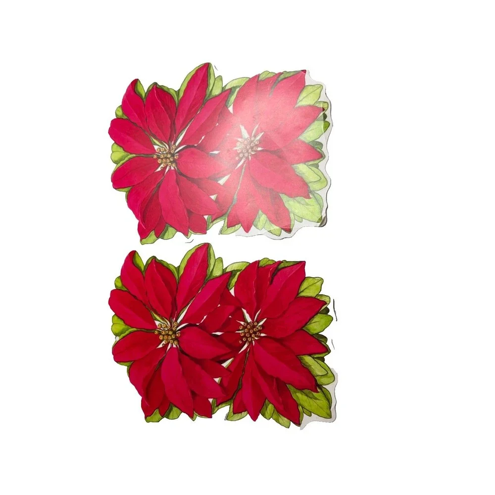 Vintage Eureka USA Poinsettia Die-Cuts Holiday Wall Decor - Set of 2