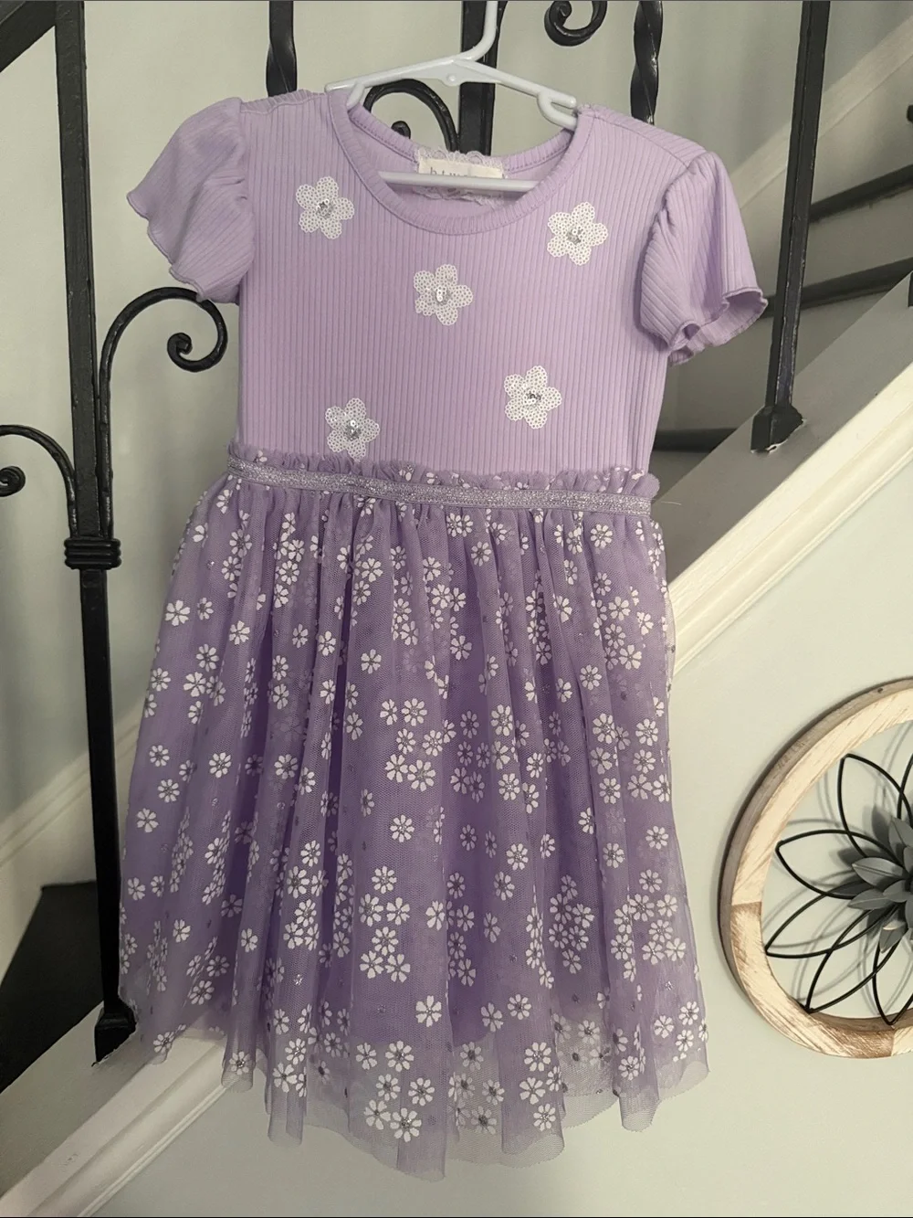 btween Lavender Floral Tulle Dress