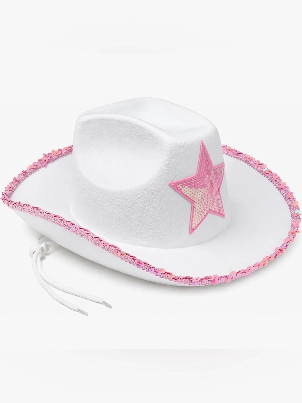 White with Pink  trim Cowgirl Hat # 3, 22 x 3 x 15,Cowboy Hat Fedora Cow