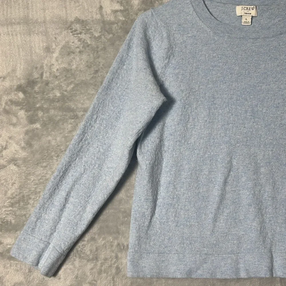 J. Crew Light Blue Girls Merino Wool Blend Soft Sweater Size Large