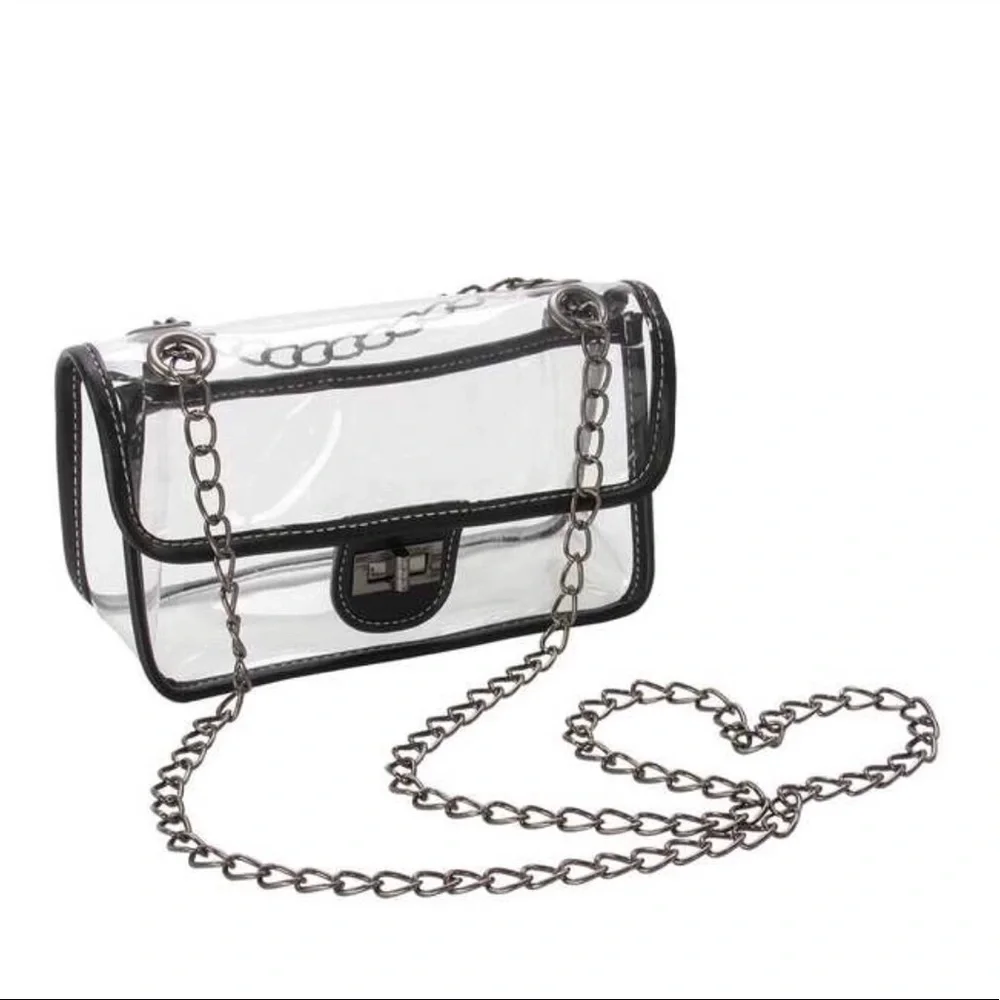 Clear Stadium-Approved Crossbody Bag | Transparent Purse with Chain Strap