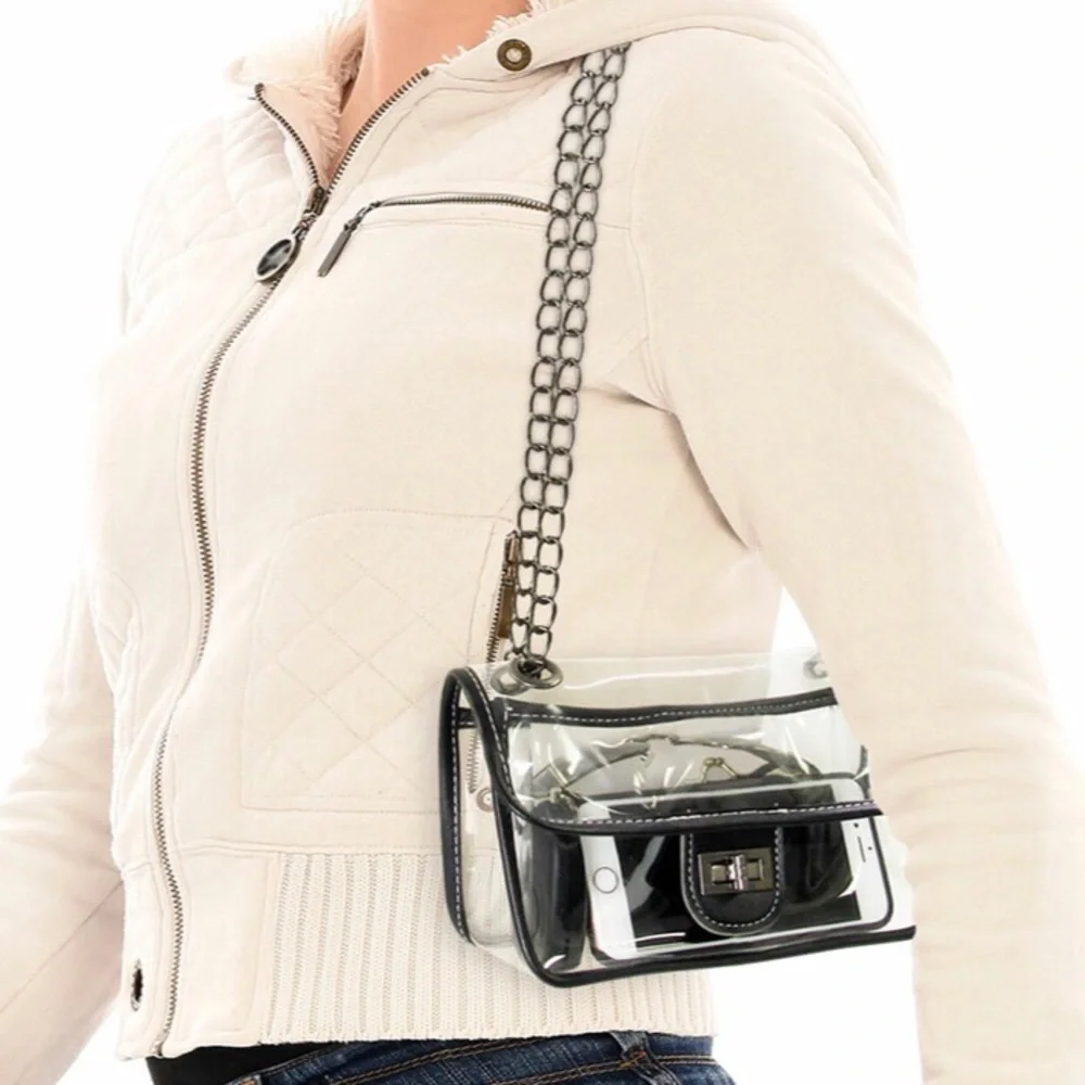 Clear Stadium-Approved Crossbody Bag | Transparent Purse with Chain Strap
