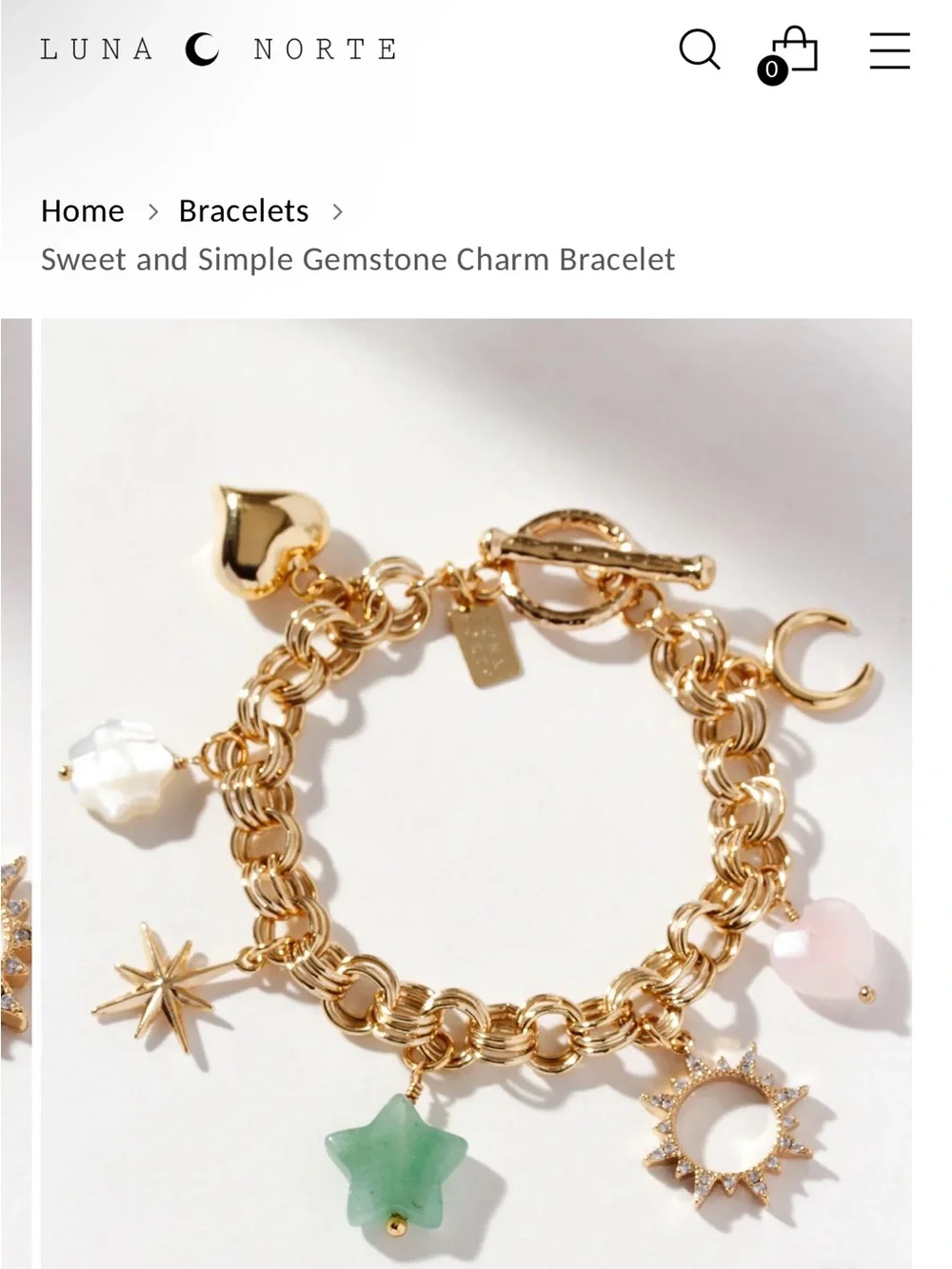 Luna Norte Charm Bracelet with Multi-Stone Charms - Women’s Jewelry Bracelet