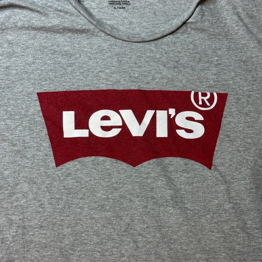 Levi's T-Shirt Mens XL Grey Graphic Batwing Logo Short Sleeve Cotton 17783-0138