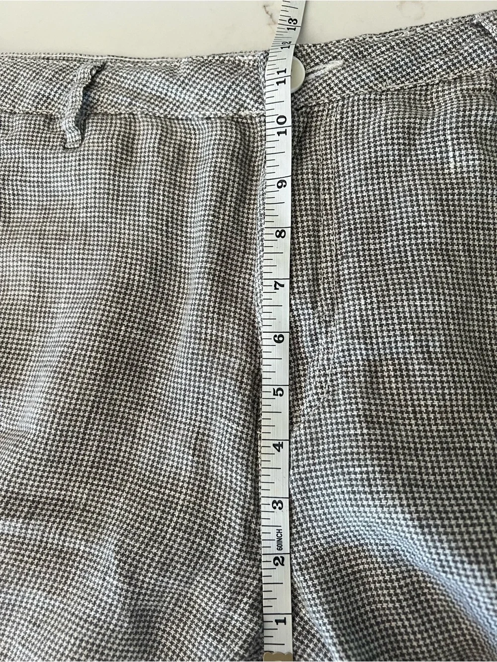 Onia Austin Micro Houndstooth Linen Shorts Men’s 34 Greige