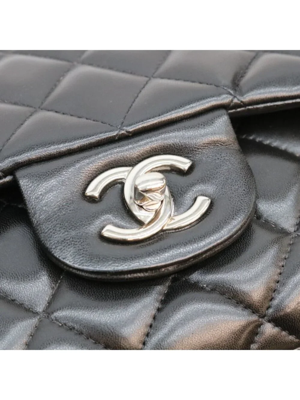 Chanel Black Lamb Silver Double Flap Maxi Quilted 30
