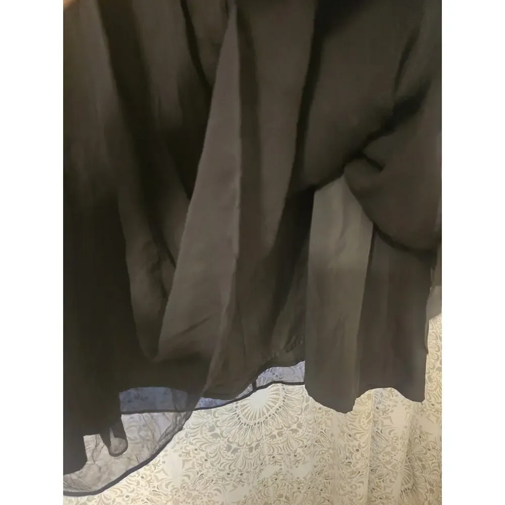 J. Crew Black Strapless Pleated Chiffon Silk Dress built in bra LBD sz 18 formal