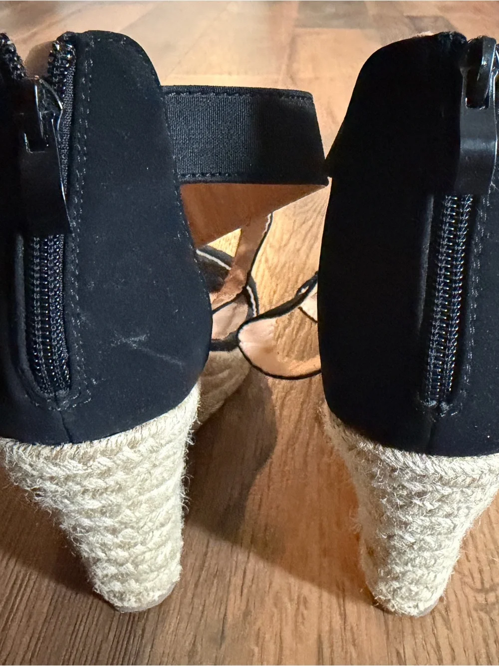 Forever Black Espadrille Wedge Sandals